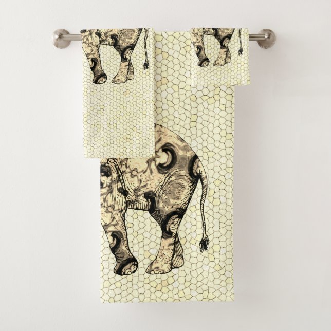 Majestic decorative elephant towel set (Insitu)