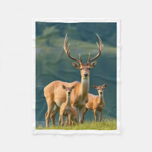 Majestic Deer Family Forest Fleece Baby Blanket