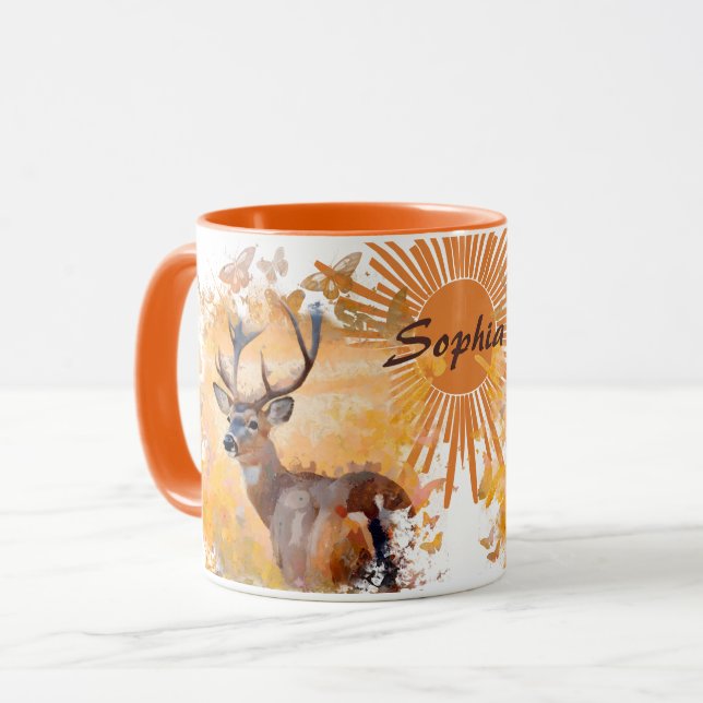 Majestic Deer in a Field of Wildflowers Mug (Front Left)