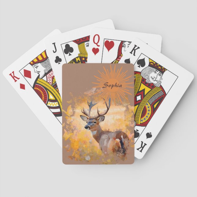 Majestic Deer in a Field of Wildflowers Playing Cards (Back)