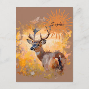 Majestic Deer in a Field of Wildflowers Postcard
