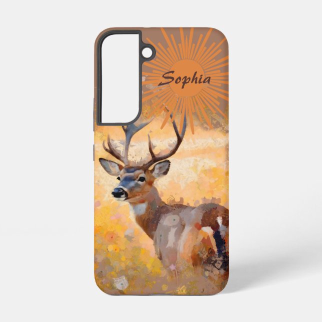 Majestic Deer in a Field of Wildflowers Samsung Galaxy S22 Case (Back)