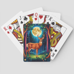 Majestic Deer in a Lush Forest Playing Cards