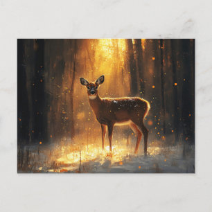 Majestic Deer in a Winter Forest Postcard