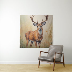 Majestic Deer In Autumn Forest Wildlife Tapestry
