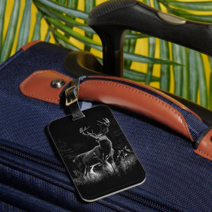 Majestic Deer in the Wilderness – Black&White Art Luggage Tag