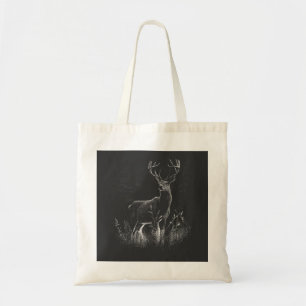 Majestic Deer in the Wilderness – Black&White Art Tote Bag