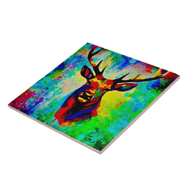 majestic deer - Proud stag Ceramic Tile (Side)