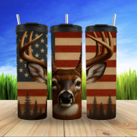 Majestic Deer with American Flag