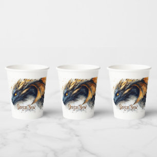 Majestic Dragon Head Watercolor Illustration Paper Cups