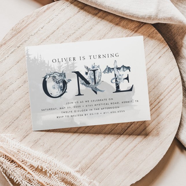 Majestic Dragon Mythical Boys 1st Birthday Invitation (Creator Uploaded)