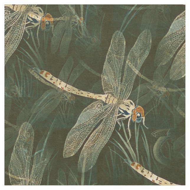 Majestic Dragonfly Pattern  Fabric (Close Up)