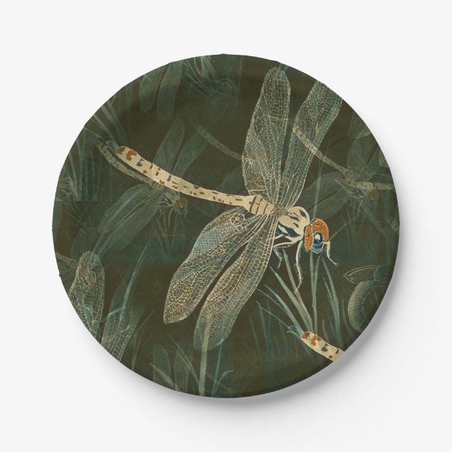 Majestic Dragonfly Pattern  Paper Plate (Front)