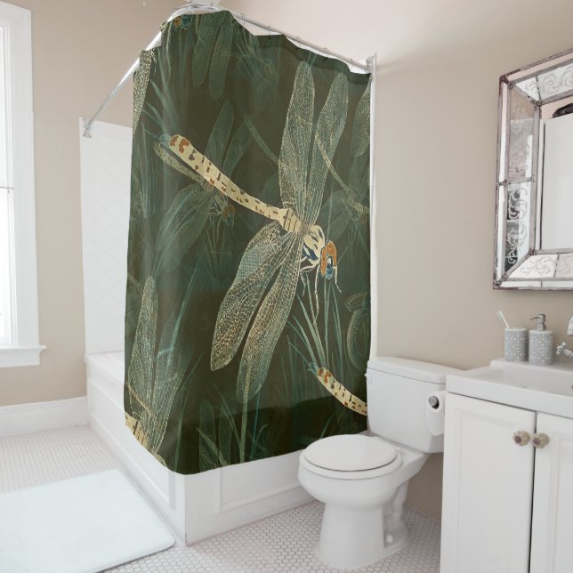 Majestic Dragonfly Pattern  Shower Curtain (In Situ)