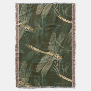 Majestic Dragonfly Pattern  Throw Blanket