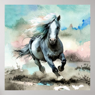 Majestic Draught Horse Watercolour Poster