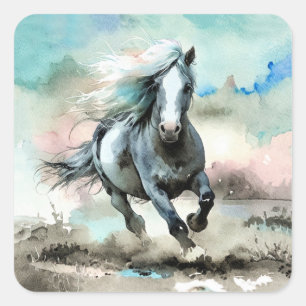 Majestic Draught Horse Watercolour Square Sticker
