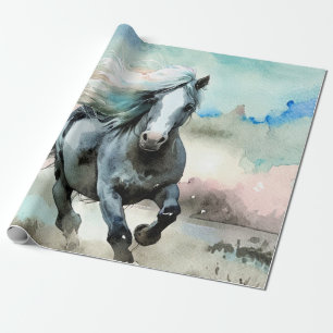 Majestic Draught Horse Watercolour Wrapping Paper
