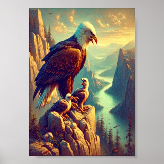 Majestic Eagle Capturing A Lake Trout 5"x7" Poster (Front)
