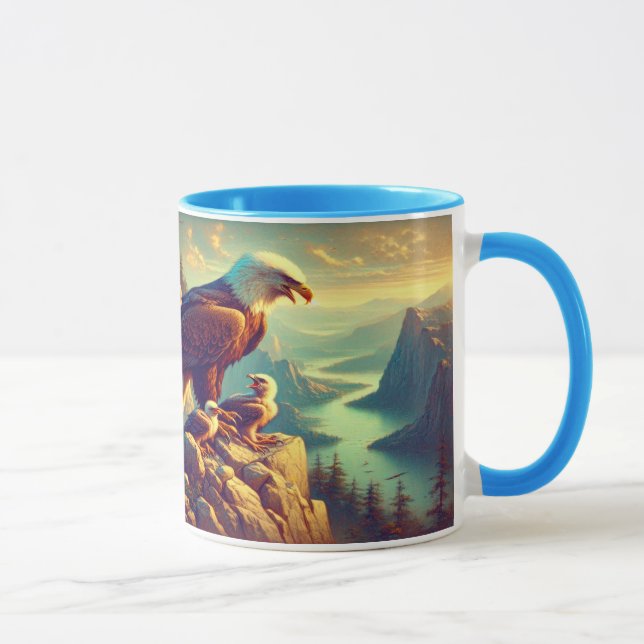 Majestic Eagle Capturing A Lake Trout 7"x5" Mug (Right)