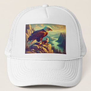 Majestic Eagle Capturing A Lake Trout 7"x5" Trucker Hat