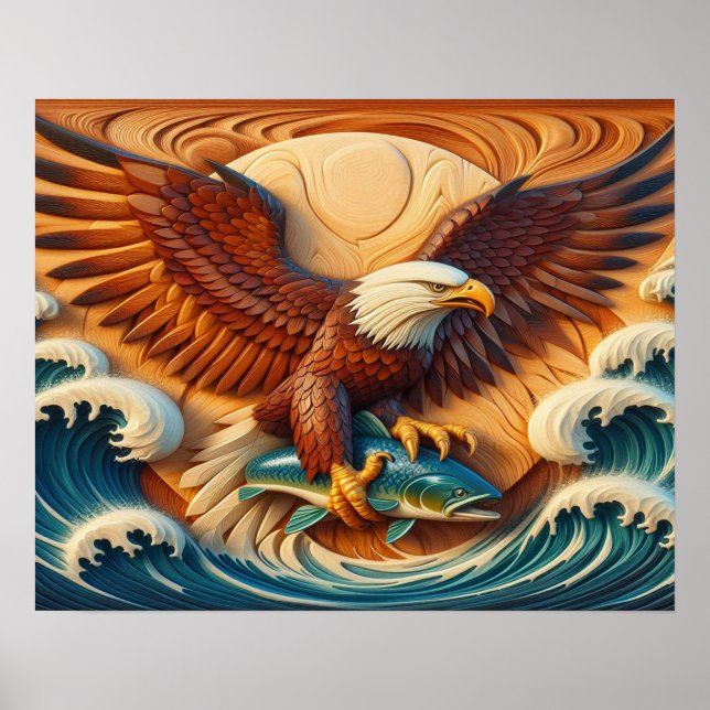 Majestic Eagle Clutching a Fish 20x16 Poster (Front)