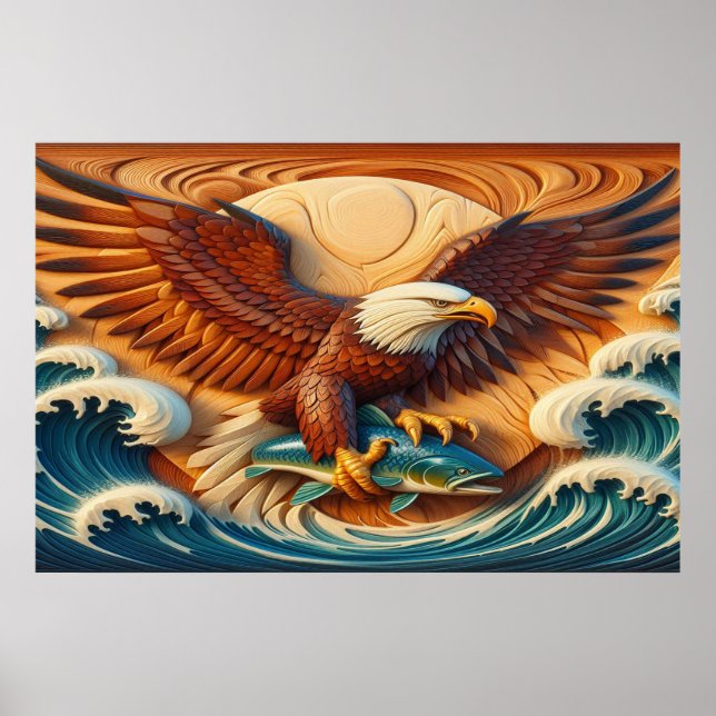 Majestic Eagle Clutching a Fish 36x24 Poster (Front)