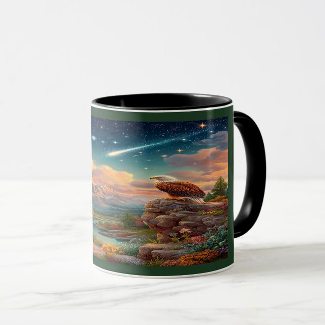 Majestic Eagle Cosmic Sky Mountain Mug (Front Right)