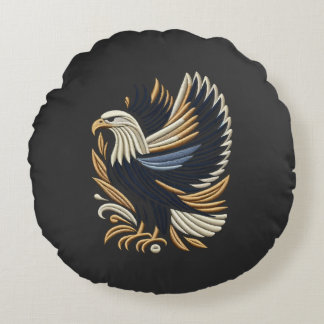 Majestic Eagle Embroidery Design | Bold Patriotic Round Cushion
