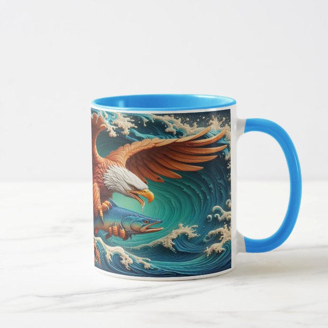 Majestic Eagle Fishing in a wave 36x24 Mug (Right)