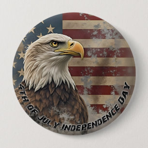 Majestic Eagle & Flag – Spirit of Freedom 10 Cm Round Badge