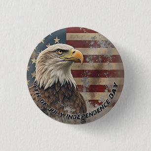 Majestic Eagle & Flag – Spirit of Freedom 3 Cm Round Badge