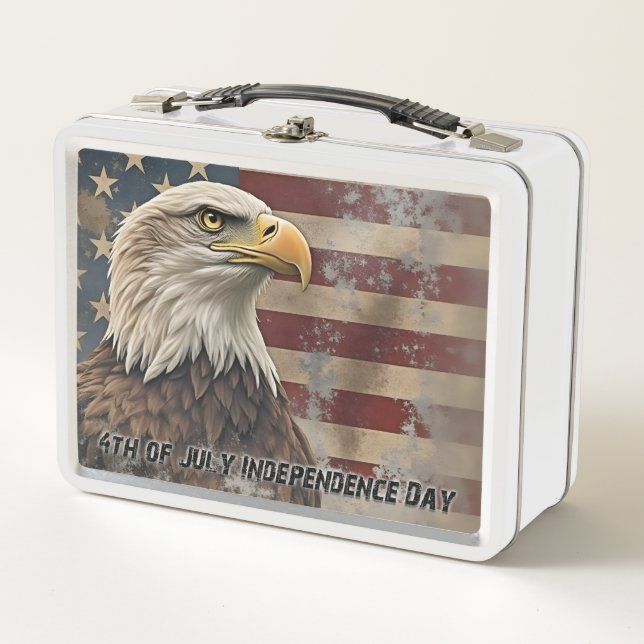 Majestic Eagle & Flag – Spirit of Freedom Metal Lunch Box (Front)