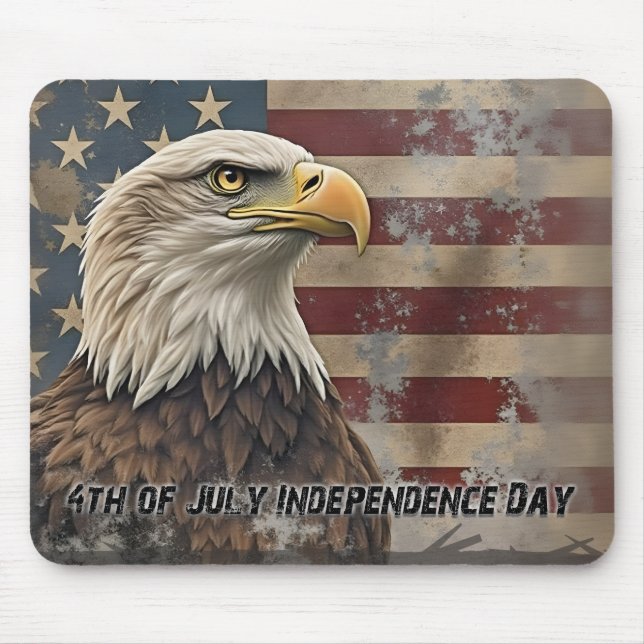 Majestic Eagle & Flag – Spirit of Freedom Mouse Pad (Front)