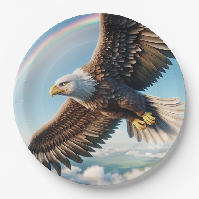 Majestic Eagle Flight sky Paper Plate (Front)