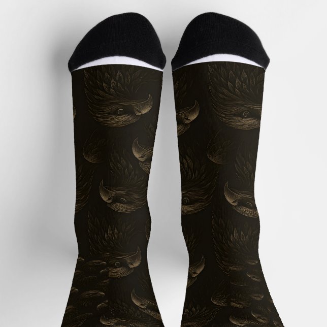 Majestic Eagle Head Seamless Pattern Socks (Top)
