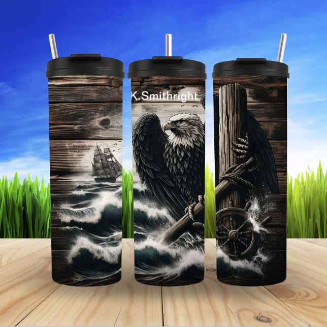 Majestic Eagle Holding Ship’s Wheel Thermal Tumbler (Creator Uploaded)