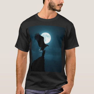 Majestic Eagle in Moonlit Forest Artistic Graphic T-Shirt