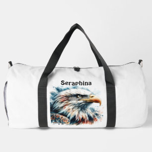 Majestic eagle in stunning watercolor style duffle bag