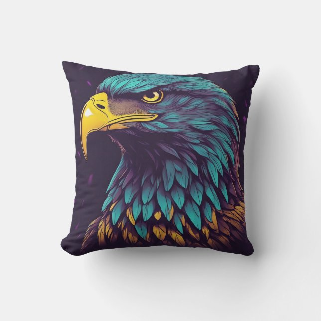 Majestic Eagle in vibrant Colours Cushion (Front)