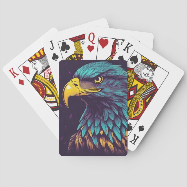 Majestic Eagle in vibrant Colours Playing Cards (Back)