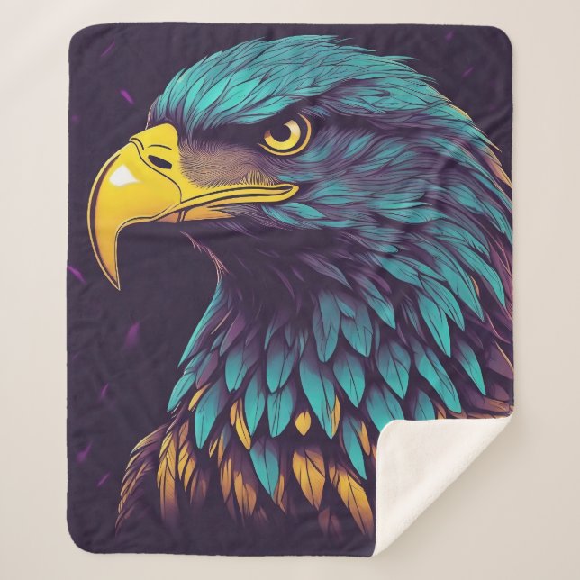 Majestic Eagle in vibrant Colours Sherpa Blanket (Front)