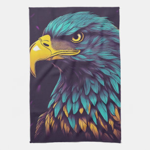 Majestic Eagle in vibrant Colours Tea Towel