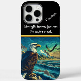 Majestic eagle overlooking a vibrant ocean sunset iPhone 16 pro max case