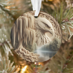 Majestic Eagle Overlooking Serene Lake Ornament