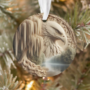 Majestic Eagle Overlooking Serene Lake Ornament