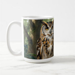 Majestic Eagle Owls Forest Perch Coffee Mug