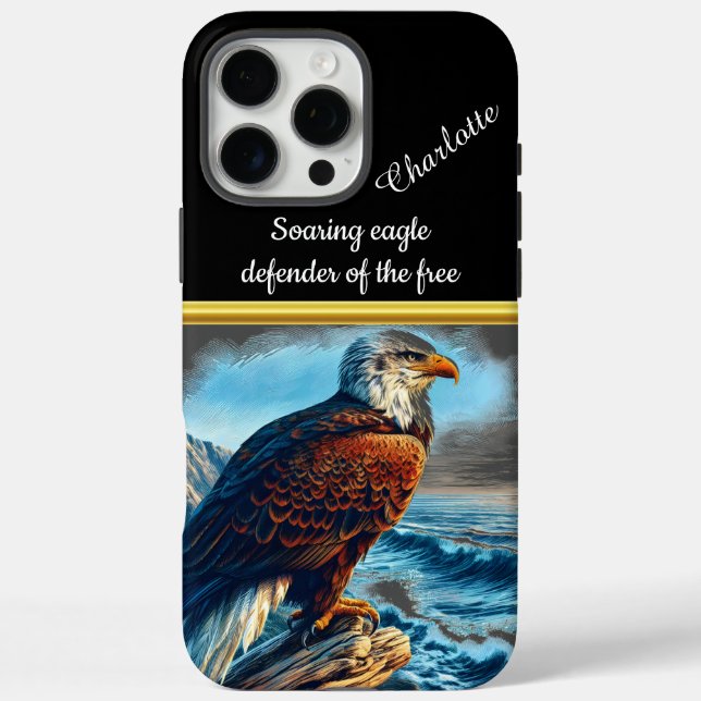 Majestic eagle perched by the ocean at sunset Case-Mate iPhone case (Back)