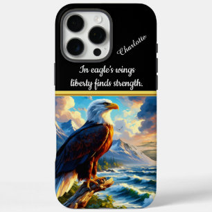 Majestic eagle perched by the ocean at sunset iPhone 16 pro max case
