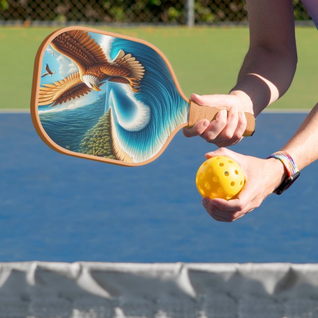 Majestic Eagle Soaring Above Sandy Shore Pickleball Paddle (Insitu)
